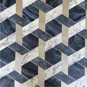 Vliesové tapety na zeď beton Carrara modro-zlatý