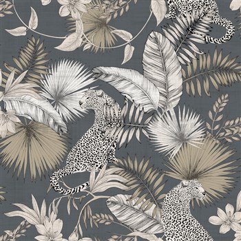 Papírové tapety na zeď leopardi a tropické rostliny
