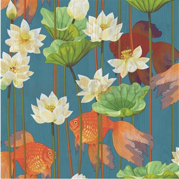 Vliesové tapety na zeď květy s rybami