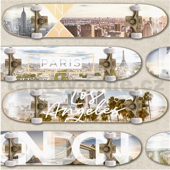 Vliesové tapety na zeď IMPOL Loft skateboardy na hnědém podkladu