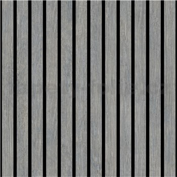 Vliesové tapety na zeď Brut lamelový obklad dub šedý