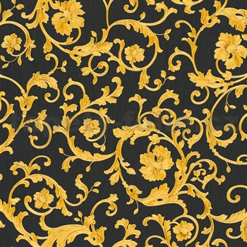 Luxusní vliesové tapety na zeď Versace III klasický barokní vzor černo-zlatý