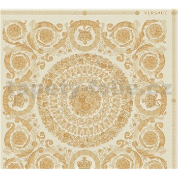 Luxusní vliesové tapety na zeď Versace IV barokní ornamenty zlato-krémové