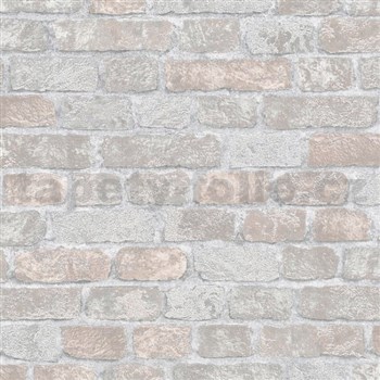 Vliesové tapety na zeď Brique 3D cihly šedo-hnědé s výraznou plastickou strukturou