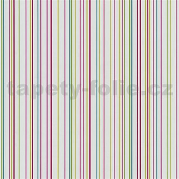 Papírové tapety na zeď X-treme Colors - proužky barevné na bílém podkladu - POSLEDNÍ KUSY