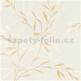 Vliesové tapety na zeď GMK Fashion for walls 5 lístky béžové na krémovém pokladu
