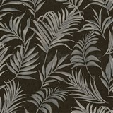 Vliesové tapety na zeď CosmoLiving palmové listy stříbrné na černém podkladu