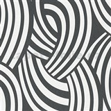 Vliesové tapety na zeď Pigment Art  Deco Waves černo-bílý MEGA ROLL -- POSLEDNÍ KUSY