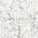 Vliesové tapety na zeď Casual Chic florální vzor šedo-hnědý na krémovém podkladu - POSLEDNÍ KUSY