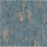 Vliesové tapety na zeď Casual Chic moderní vertikální stěrka modrá se zlatými odlesky - POSLEDNÍ