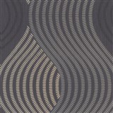 Vliesové tapety na zeď G.M.K. Fashion For Walls vlnovky zlato-šedé na černém podkladu - POSLEDNÍ