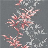 Vliesové tapety na zeď IMPOL Hailey popínavé listy červené na tmavě šedém podkladu - POSLEDNÍ KUS