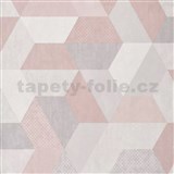 Vliesové tapety na zeď IMPOL Loft hexagony šedo-růžové