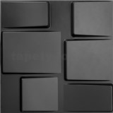Obkladové panely 3D PVC TETRIS černý rozměr 500 x 500 mm, tloušťka 1 mm,