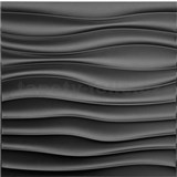 Obkladové panely 3D PVC WELLE černý rozměr 500 x 500 mm, tloušťka 1 mm,