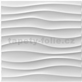 Obkladové panely 3D PVC WELLE bílé rozměr 500 x 500 mm, tloušťka 1 mm,