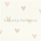 Vliesové tapety na zeď RASCH srdíčka béžovo-růžové