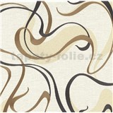 Vliesové tapety na zeď IMPOL Spotlight 3 moderní vlnovky hnědo-černé na krémovém podkladu
