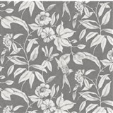 Ubrus metráž botanický motiv šedo-bílý