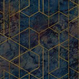 Vliesové tapety na zeď IMPOL Wanderlust metalická omítka modro-hnědá se zlatými hexagony