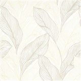 Vliesové tapety na zeď G.M.K. Fashion For Walls listy hnědo-béžové na krémovém podkladu