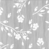 Ubrus metráž drobné bílé květy na šedém podkladu