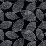Ubrusy návin 20 m x 140 cm listy bílé na černém podkladu
