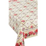 Ubrusy návin 20 m x 140 cm růžičky s dekorem na béžovém podkladu