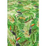 Ubrusy návin 20 m x 140 cm jungle s tukany s textilní strukturou