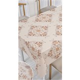 Ubrus metráž květinový vzor na béžovém podkladu