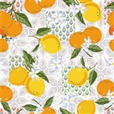 Ubrusy návin 20 m x 140 cm citrusy s větvičkami