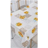 Ubrusy návin 20 m x 140 cm slunečnice s hnědými ornamenty