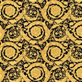 Luxusní vliesové tapety Versace III barokní květinový vzor žluto-černý - POSLEDNÍ KUSY