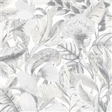 Vliesové tapety na zeď ELLE DECORATION 2 jungle šedo-béžová na bílém podkladu