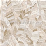 Vliesové tapety na zeď ELLE DECORATION 4 stylizované listy béžovo-hnědé