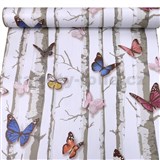 Samolepící fólie břízy s barevnými motýli 45 cm x 10 m