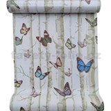 Samolepící fólie břízy s barevnými motýli 45 cm x 10 m