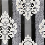 Samolepící fólie pruhy černo-šedé s ornamenty 45 cm x 10 m