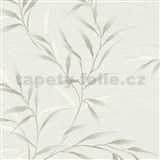 Vliesové tapety na zeď GMK Fashion for walls 5 lístky modro-béžové na bílém podkladu