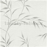 Vliesové tapety na zeď GMK Fashion for walls  5 lístky stříbrné na bílém pokladu