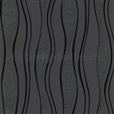 Vliesové tapety na zeď vlnovky černé s kovovým efektem a třpytkami