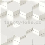 Vliesové tapety na zeď IMPOL Galactik 3D hexagony kovově bílé
