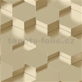 Vliesové tapety na zeď IMPOL Galactik 3D hexagony zlatavě hnědé