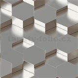 Vliesové tapety na zeď IMPOL Galactik 3D hexagony kovově hnědo-šedé
