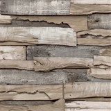 Vliesové tapety na zeď IMPOL Wanderlust 3D dřevěný obklad hnědý