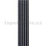 Dekorační panely černý mat 3D lamely na šedém filcovém podkladu 270 x 30 cm