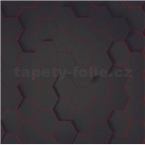 Vliesové tapety na zeď IMPOL 3D hexagony s červenou konturou