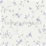 Vliesové tapety na zeď Maison Charme stylizované modré květy na krémovém podkladu
