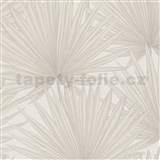 Vliesové tapety na zeď IMPOL Antigua palmové listy šedobéžové na bílém podkladu