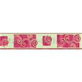 Samolepící bordura žlutá s červenými ornamenty 10 m x 5 cm - POSLEDNÍ KUSY